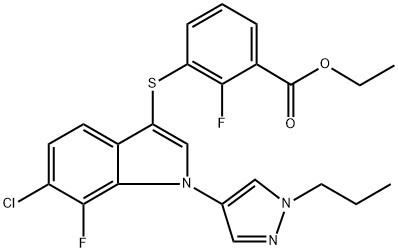 Benzoesav, 3-[[6-klór-7-fluor-1-(1-propil-1H-pirazol-4-il){ {8}}H-indol-3-il]tio]-2-fluor-etil-észter (ACI) CAS-szám: 1782070-73-8